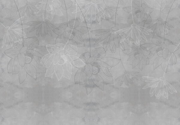 Fotótapéta - Illusztráció virágok betonon (147x102 cm)