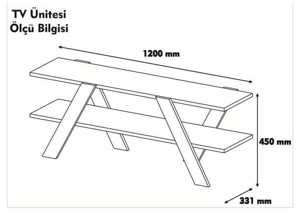 Fehér-natúr színű TV-állvány diófa dekorral 120x33 cm Basic – Kalune Design