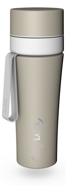 MyLAICA matt bézs színű rozsdamentes acél vízszűrős kulacs szilikon pánttal 0,55 liter (BR70C06)