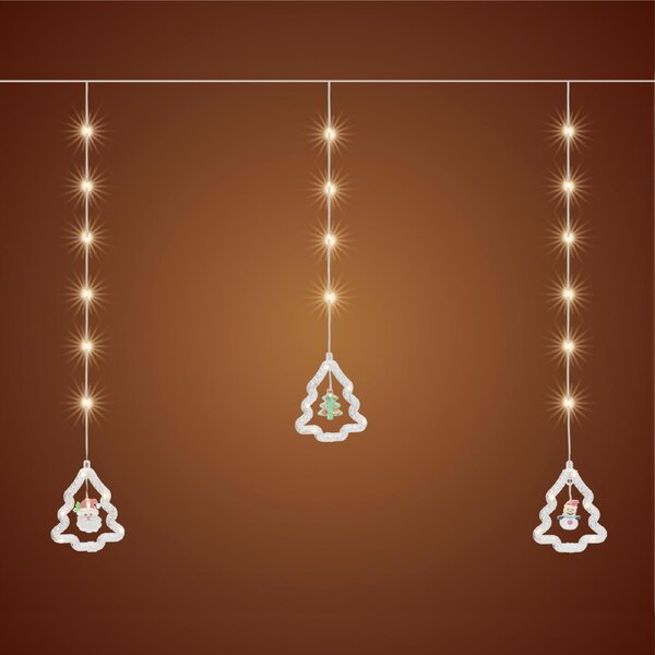 Somogyi KAF110WW Kül.- és Beltéri Fényfüggöny 110 db melegfehér microLED Mikulás és hóember figurák - 2,7m x 0,8m
