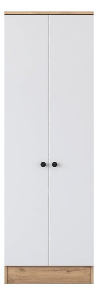 Fehér-natúr színű ruhásszekrény diófa dekorral 60x183 cm Theresa – Kalune Design