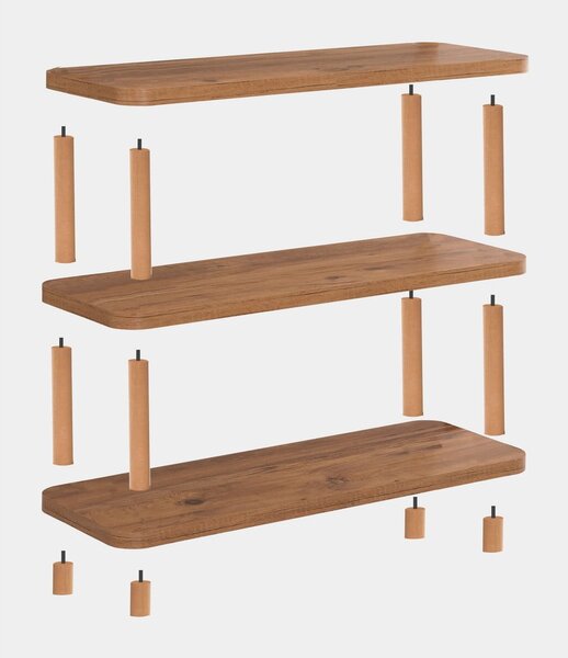 Natúr színű könyvespolc borovi fenyő dekorral 80x75 cm Step – Kalune Design