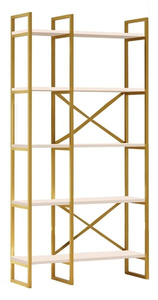 Fehér-aranyszínű polcos állvány 87,5x175 cm Monica – Kalune Design