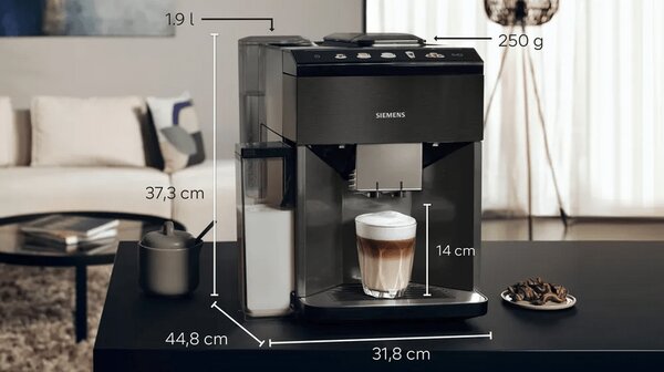 Siemens EQ500 TQ518RX3 automata espresso kávéfőző, sötét inox