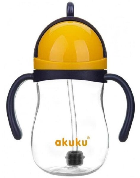 AKUKU Mágikus kulacs szívószállal és súllyal, sárga, 280 ml