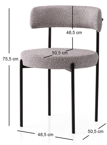 Étkezőszék szett (2 db.) Gindera (fekete + szürke)