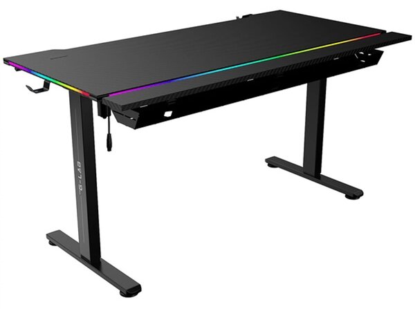 The G-Lab K DESK PLATINIUM Elektromosan állítható RGB Gamer asztal 140 x 60 x 71-119 cm - Fekete