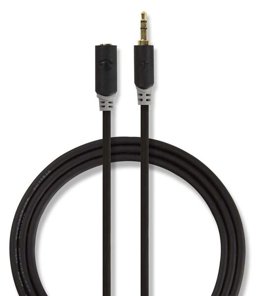 Nedis CABW22050AT100 sztereó audiokábel 3,5 mm csatlakozó - 3,5 mm aljzat 10 m antracit