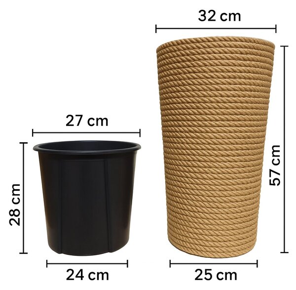 Adoni Jute flowerpot with insert, diameter 32cm, height 57cm (adoni57)