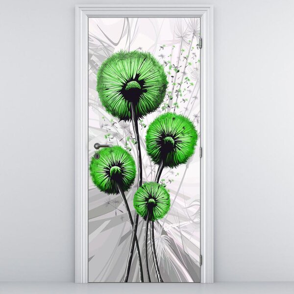 Fotótapéta ajtóra - absztrakt - zöld pitypang (95x205cm)