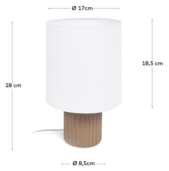 Fehér-natúr színű asztali lámpa textil búrával (magasság 28 cm) Eshe – Kave Home