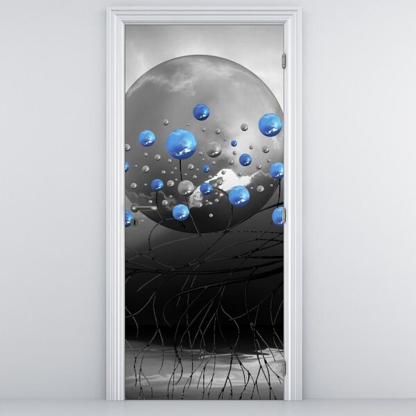 Fotótapéta ajtóra - Kék absztrakt gömbök (95x205cm)
