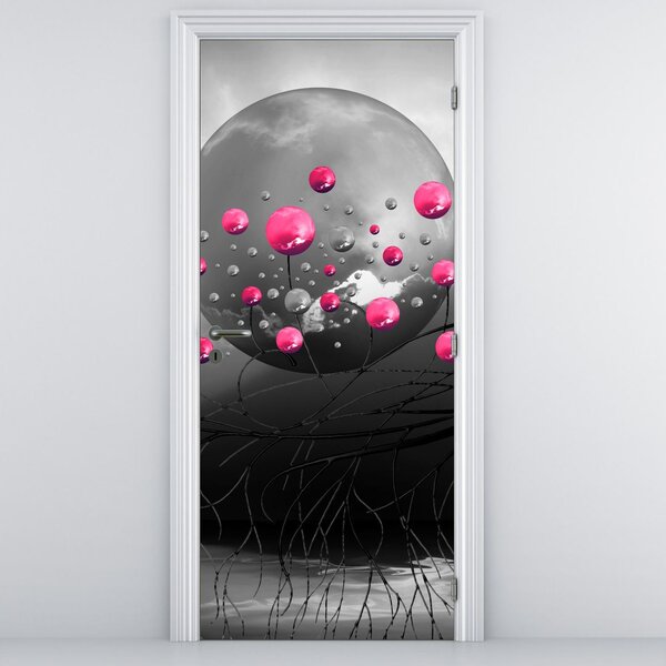 Fotótapéta ajtóra - Rózsaszín absztrakt gömbök (95x205cm)