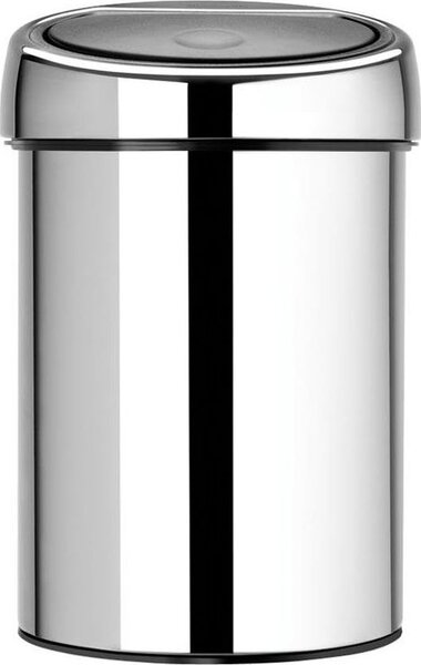 BRABANTIA Touch Bin fali/álló nyomófedeles hulladékgyűjtő XXS 3L - A méret r.m. acél fényes - 363962