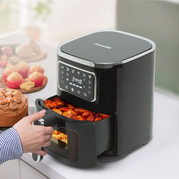 Bewello BW1002B forrólevegős sütő 1450W 5L fekete