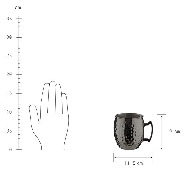 MOSCOW MULE koktél bögre kalapált, fekete 470ml