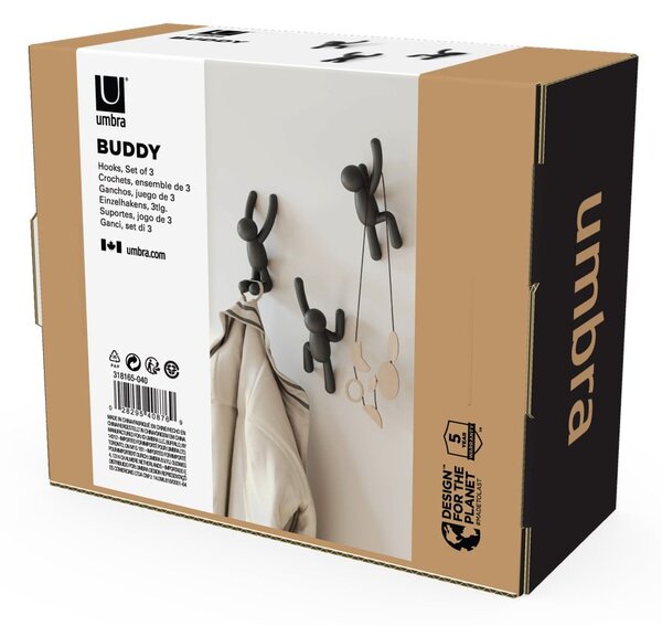 Fali műanyag akasztó szett 3 db-os Buddy – Umbra