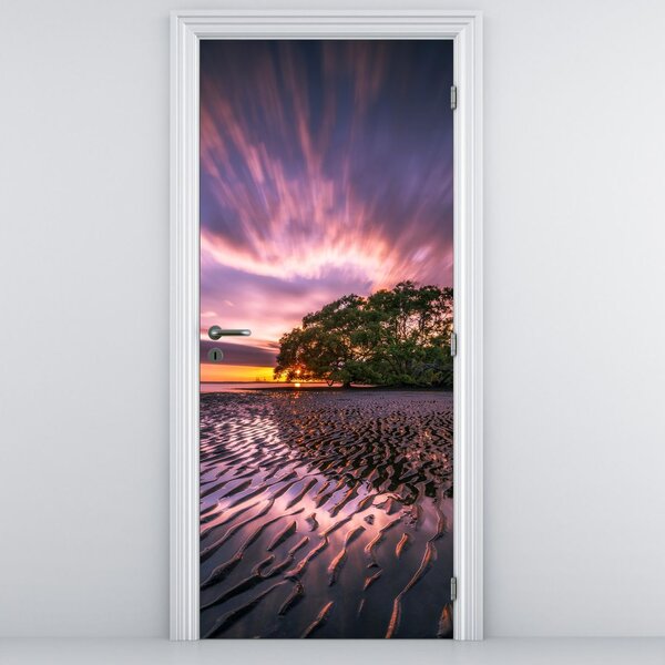 Fotótapéta ajtóra - Strand naplementekor (95x205cm)