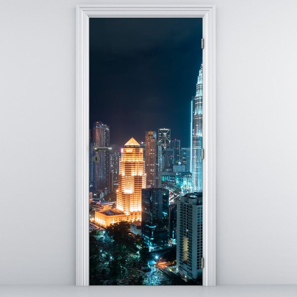 Fotótapéta ajtóra - Éjszaka Kuala Lumpurban (95x205cm)