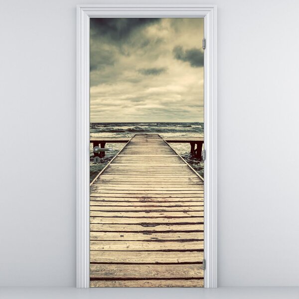 Fotótapéta ajtóra - Fából készült móló a tengeren (95x205cm)