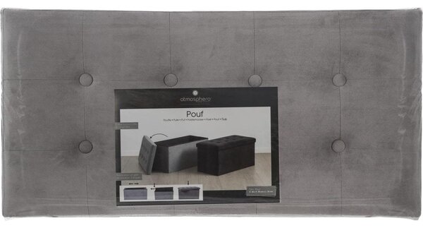 Puff De Terciopelo Lysandre - Gris - 75,7x37,5x38cm Atmosphera