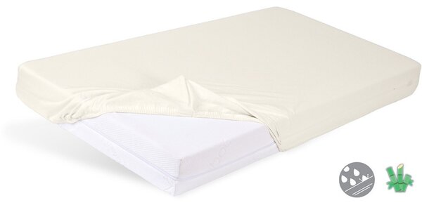 BABYMATEX Gumis vízálló lepedő Bamboo 60x120 cm - világos bézs