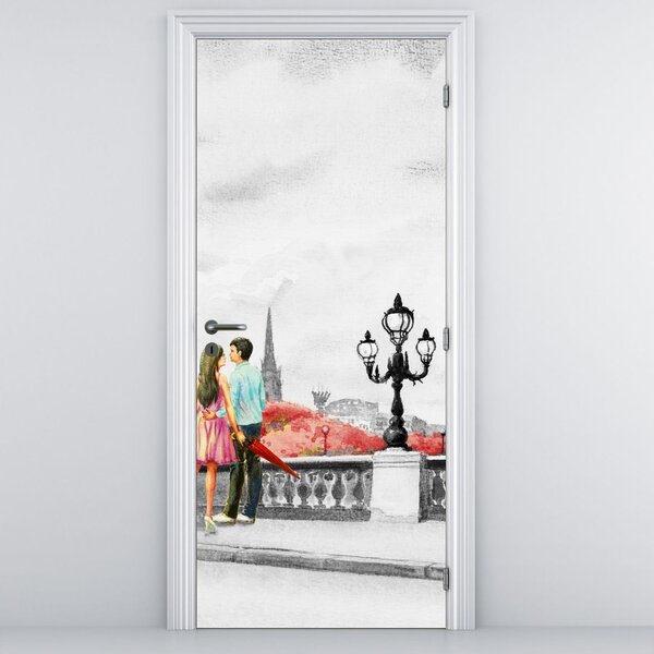Fotótapéta ajtóra - Szerelmesek Párizsban (95x205cm)