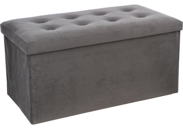 Puff De Terciopelo Lysandre - Gris - 75,7x37,5x38cm Atmosphera