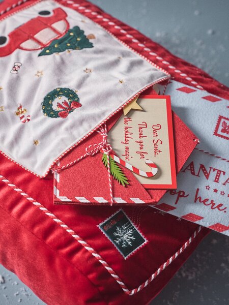 Sinsay - Karácsonyi díszpárna hímzett levéllel - piros