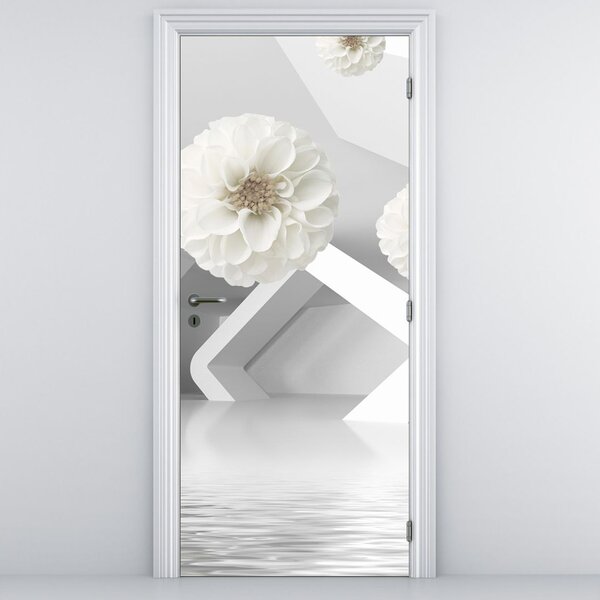 Fotótapéta ajtóra - Absztrakció fehér virágokkal (95x205cm)