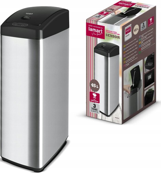 Lamart Lt8049 Sensor 45 Literes Szenzoros Szemetes - Ezüst/Fekete