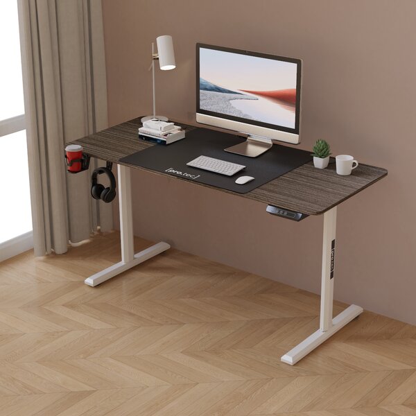 Állítható magasságú íróasztal Hayward Sötét fahatású/Fehér/Fekete