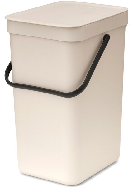 Brabantia Sort & Go konyhai szemetes felnyitható fedéllel, fogantyúval szelektív és komposzt gyűjtéséhez, 12L - C méret, világos bézs - 251726