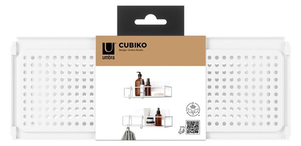 Fehér öntapadós acél fürdőszobai polc szett 2 db-os Cubiko – Umbra