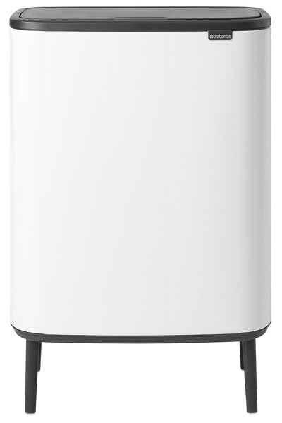 BRABANTIA Bo Touch Bin Hi hulladékgyűjtő Soft-Close fedéllel magasított lábakon álló műanyag tartály XXL 60L - M méret acél fehér - 130205