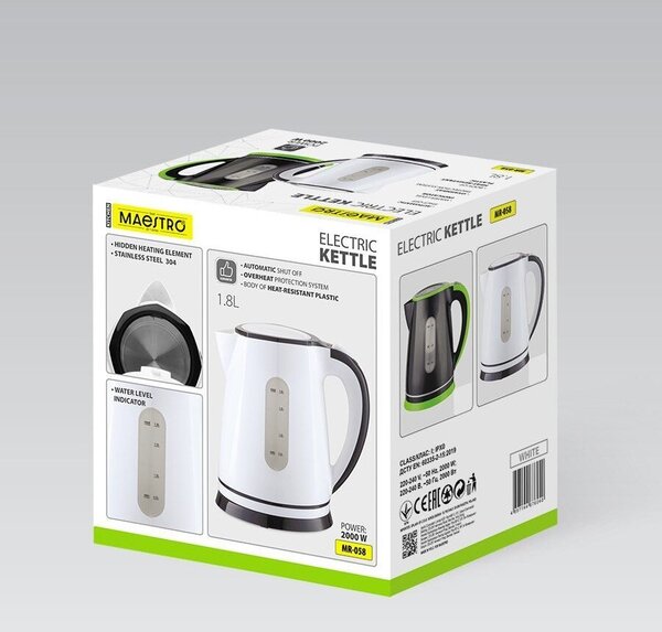 Maestro MR-058 elektromos vízforraló 1,8L fehér