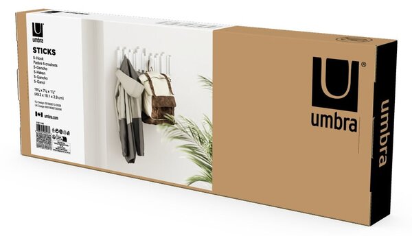 Fehér műanyag fali fogas Sticks – Umbra