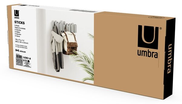 Szürke műanyag fali fogas Sticks – Umbra
