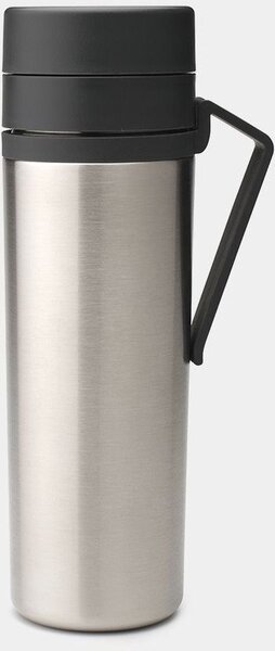 Brabantia Make&Take Insulated Flask duplafalú termosz 500 ml, hideg és meleg italok számára, szivárgásmentes, fogantyúval, r.m. acél, sötétszürke - 228643