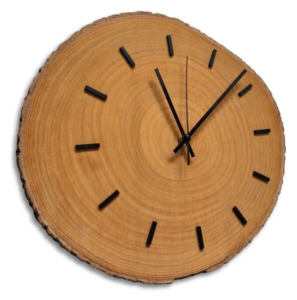 Copy of Nyersfa falióra fekete számokkal és kéreggel | KORR