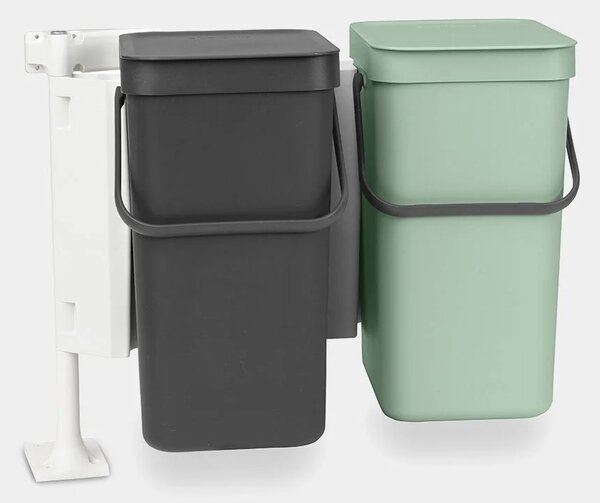 Brabantia Sort & Go 2x12 literes hulladékgyűjtő szemetes - Világoszöld/Sötétszürke