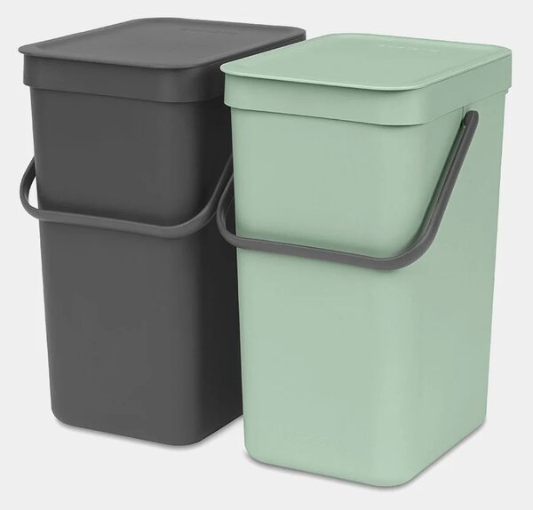 Brabantia Sort & Go 2x12 literes hulladékgyűjtő szemetes - Világoszöld/Sötétszürke