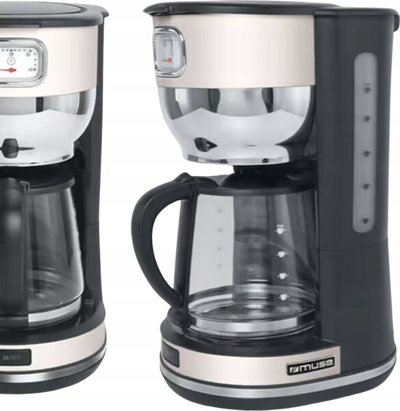 Muse MS-220 SC Kávéfőző Bézs, Fekete Kapacitás, csésze=10 Üveg kanna, Melegentartás