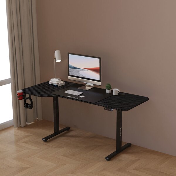 Állítható magasságú íróasztal Virolahti 160 x 75 cm fekete