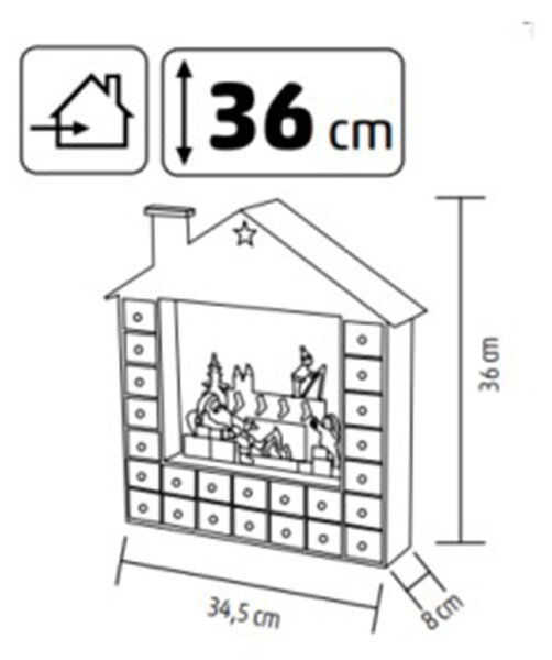 Home LED-es adventi naptár, 10 db melegfehér LED, fa és műanyag, elemes tápellátás, beltéri kivitel (KLW24)