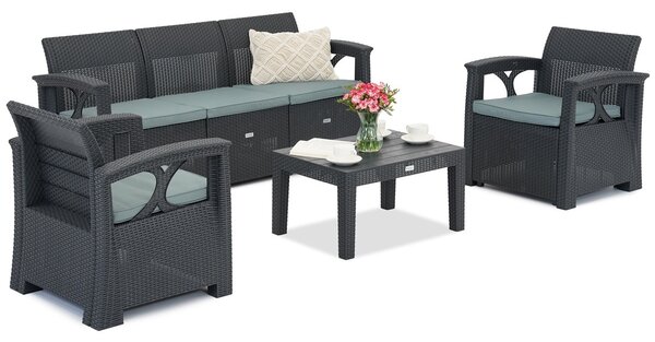 Reno 5 Garden Point antracit színű technorattan kerti bútor szett