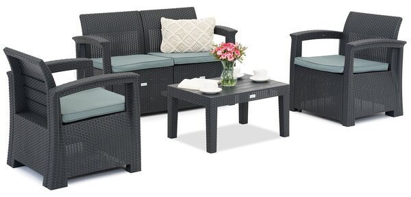 Reno 4 Garden Point antracit színű technorattan kerti bútor szett