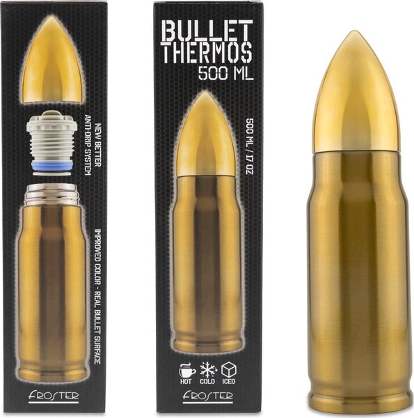 Froster Bullet Brass Dupla falú Puska golyó formájú Termosz 500ml - Réz