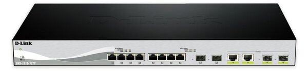 D-Link DXS-1210-12TC/E hálózati kapcsoló Vezérelt L2 10G Ethernet (100/1000/10000) 1U Fekete, Ezüst
