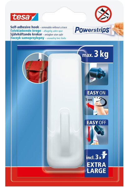 Öntapadó akasztó TESA POWERSTRIPS XL 3kg 1db fehér